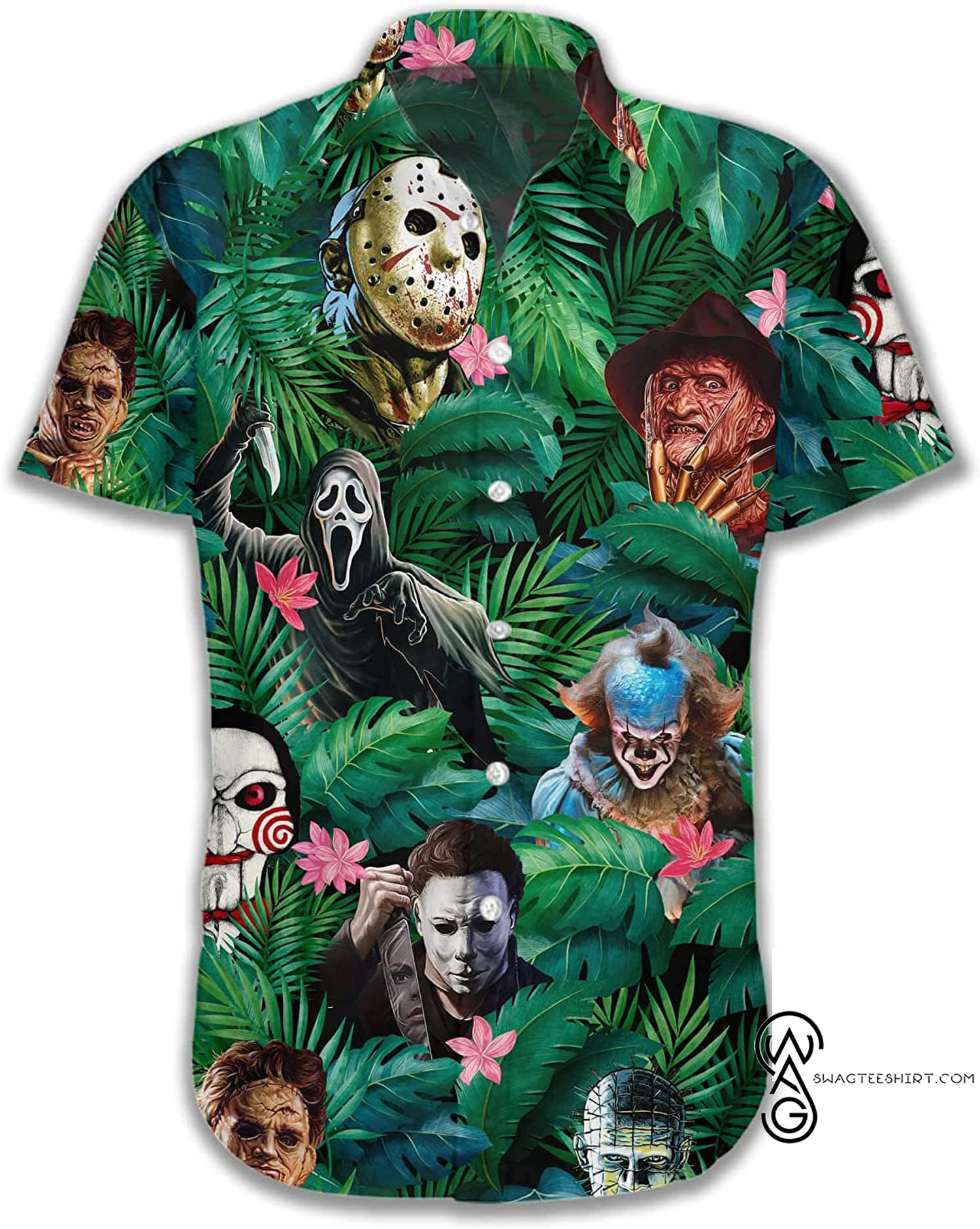 [Top Trending] Tropical Floral Jason Voorhees Horror Movie Halloween Casual Beach Full Printing Hawaiian Shirt